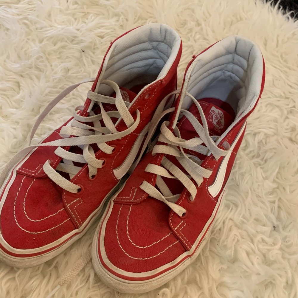Red High-top Vans